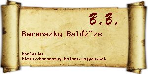 Baranszky Balázs névjegykártya